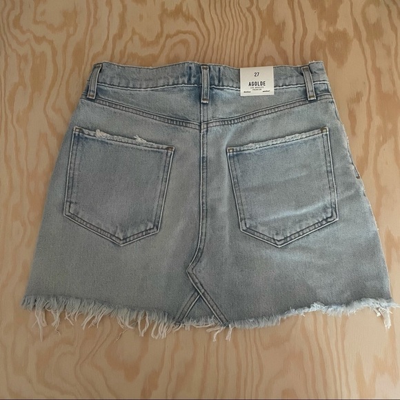 NWT AGOLDE Quinn High Rise Cutoff Denim Miniskirt 27 - Picture 8 of 16